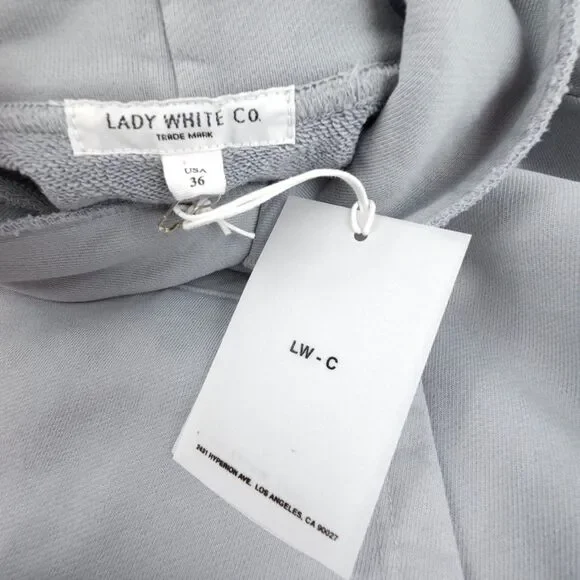 NWT Lady White Co Super Weighted Hoodie Foggy Gray Sweatshirt Minimal Athleisure